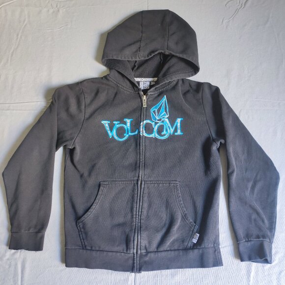 Volcom full zip hoodie boys size M black with graphic design - Picture 1 of 12